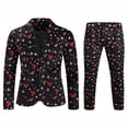 thumbnail image 2 of Traje navideño para hombre, 2 piezas, chaqueta de un botón, pantalones, blazer informal para hombre, conjunto con estampado divertido y feo de muñeco de nieve navideño, 2 of 5