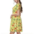 thumbnail image 2 of Haiem Floral Strawberr Pattern Women's Short-Sleeve Scoop Neck Swing Dress, 2 of 6