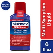 Mucinex Sinus-Max Adult Liquid Nighttime Relief, 6 Ounce
