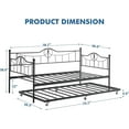 thumbnail image 2 of Twin Daybed with Trundle, Metal Trundle Bed, Sofa Bed Frame, Heavy Duty Metal Slats, for Living Room, Bedroom, Guest Room, Space Saving, Black, 2 of 7