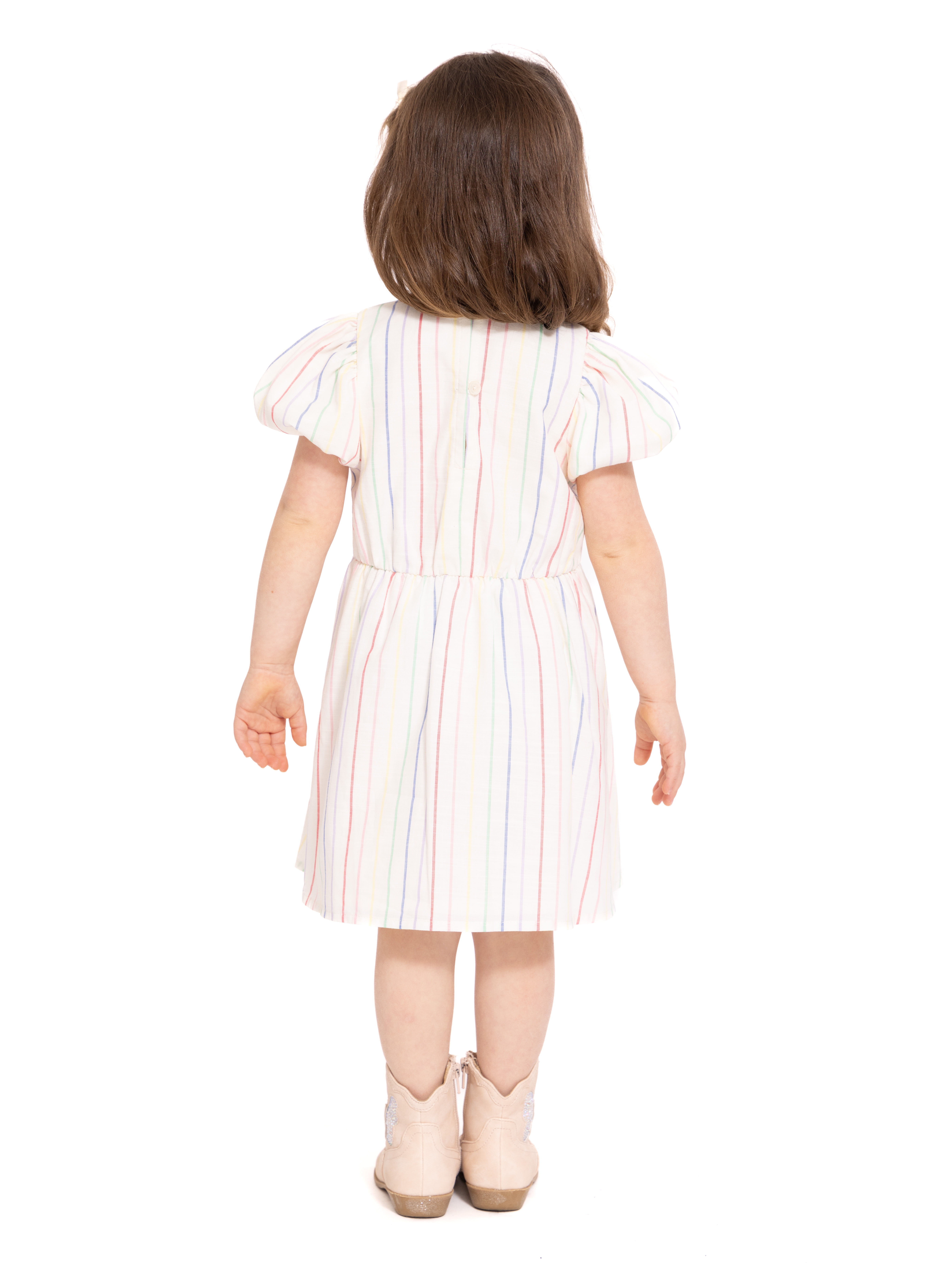 Wonder Nation Toddler Girls Stripe Dress with Bubble Sleeves, Sizes 12M-5T
