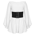 thumbnail image 6 of XAOFW Halloween For Girls Off Shoulder Beller Sleeve Ruffle Dresses With Belt Dress Up Outfits Toddler Kids Holiday Party Breathable Clothes Sets, 6 of 8