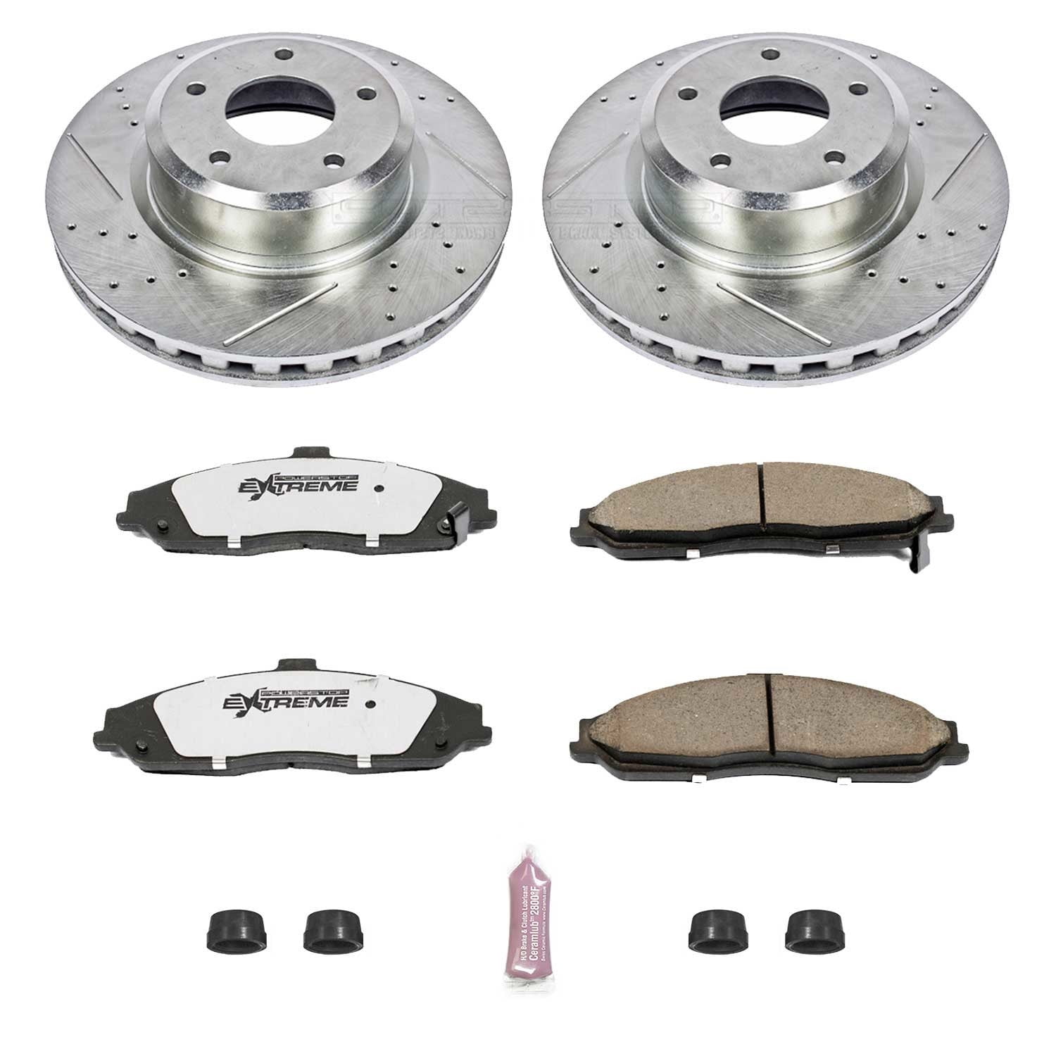 PowerStop Front Z26 Street Warrior Carbon-Fiber Ceramic Brake Pad and Drilled and Slotted Rotor Kit Fits: PONTIAC Select Models K2912-26