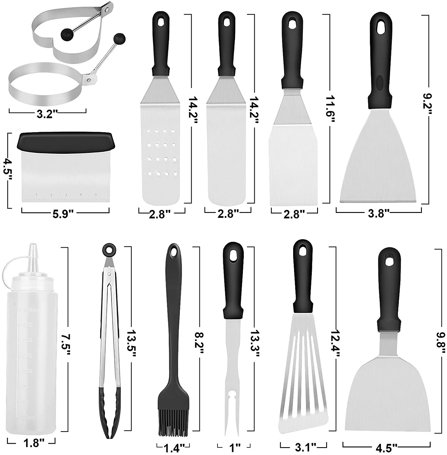 Kibhous 14-Piece Stainless Steel Griddle Accessory Kit photo 2