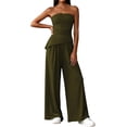 thumbnail image 3 of PRETTYGARDEN Summer Sets Women 2 Piece Outfits Asymmetrical Tube Tops and Pants Beach Vacation Airport Matching Lounge Set, 3 of 8