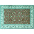 thumbnail image 1 of Ahgly Company Machine Washable Indoor Rectangle Persian Turquoise Blue Traditional Area Rugs, 5' x 7', 1 of 4