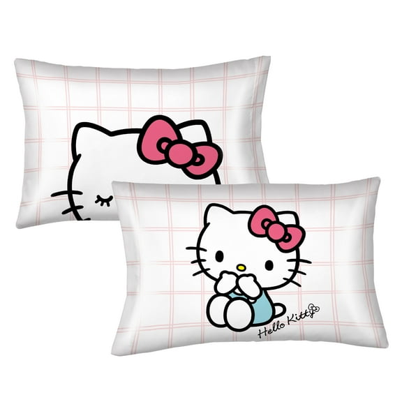 Hello Kitty Pink Plaid Reversible Silky Satin Pillowcase, Standard Size, 2-Pack