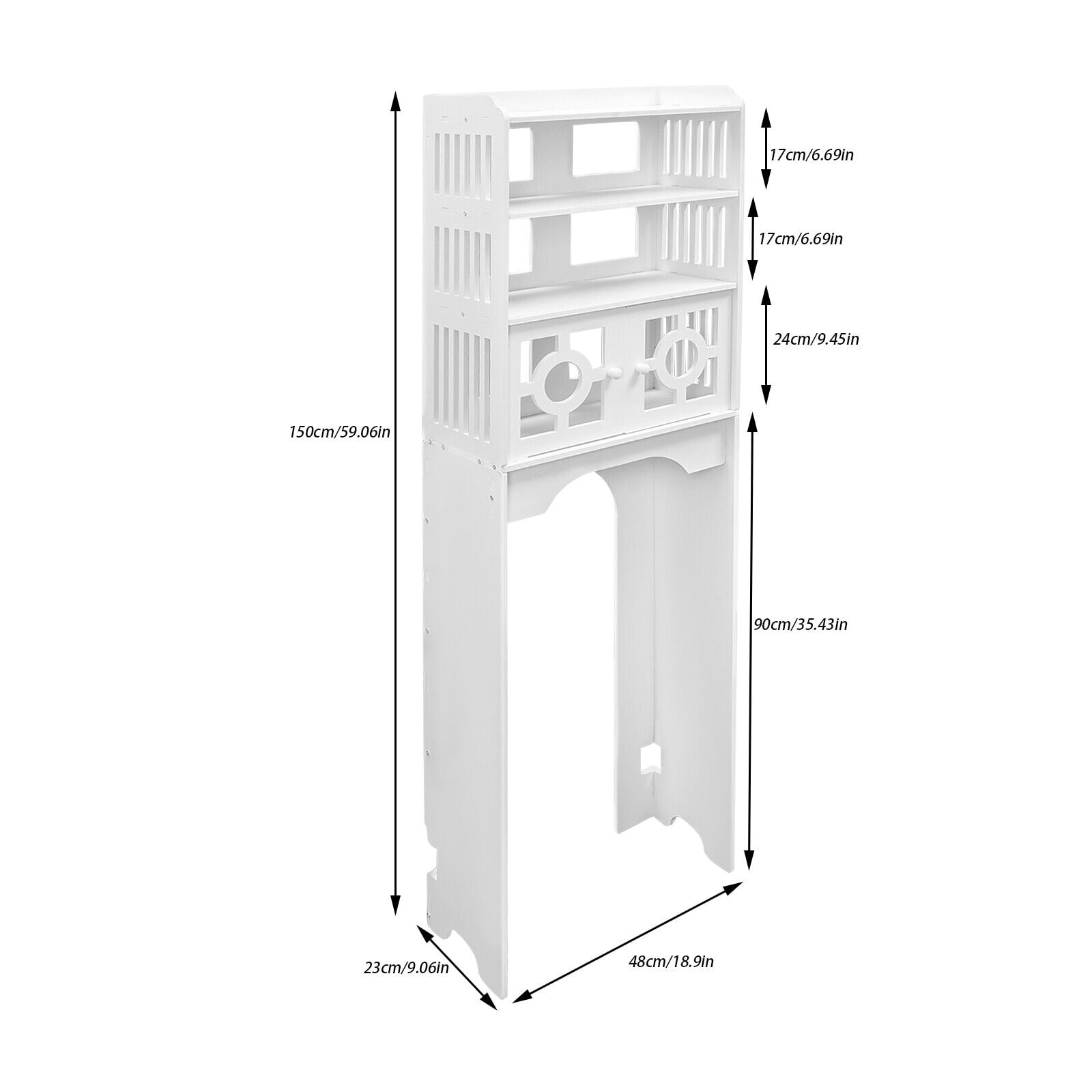 18.9*9.06 Over The Toilet Bathroom Storage Cabinet Wooden Organizer w/Adjustable Shelves White