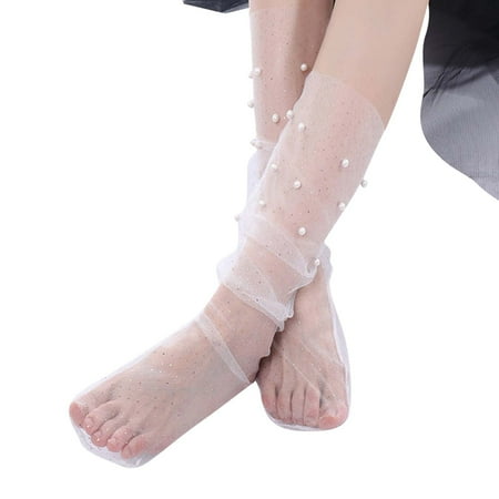

Compression Socks Women Spring And Summer Simple Socks Breathable Trend Broken Flower Pile Socks Simple Skin Color Printed Socks