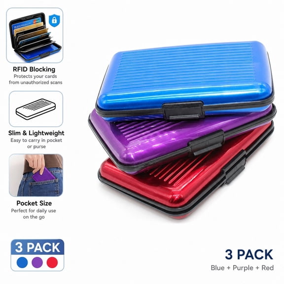 Men Women Blocking Credit Card Holder Pocket Purse Case Security Wallet 3pc