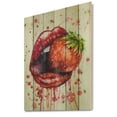 thumbnail image 2 of Designart 'Red Girl Lips Eating A Strawberry' Modern Print on Natural Pine Wood, 2 of 5