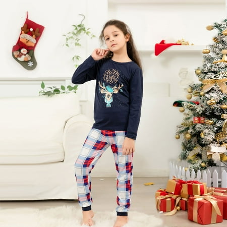 

Parent-child Family Set Home Printed PAJAMAS Two-piece Set