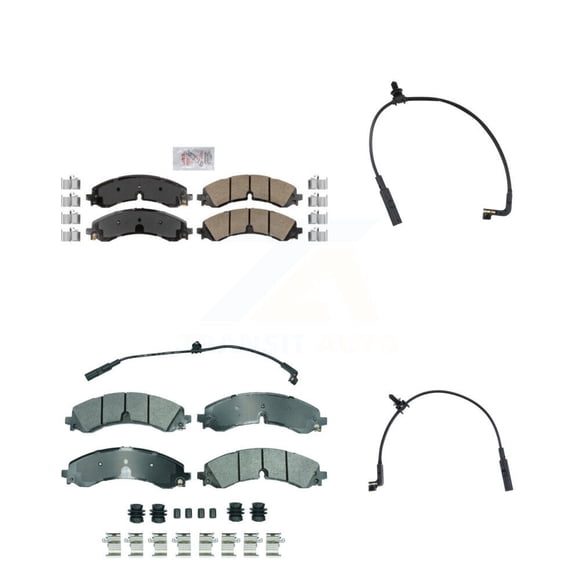 AmeriBRAKES Front Rear Ceramic Disc Brake Pads and Extra Wear Sensors Kit for Car 2023-2024 GMC Chevrolet Sierra 2500 HD Silverado 3500 6.6L KNW-101397