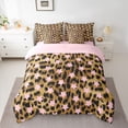 thumbnail image 2 of Feelyou Pink Stars Plum Bedding Comforter Set 7pcs, Modern Cheetah Print King Bedding Sets, 2 of 8