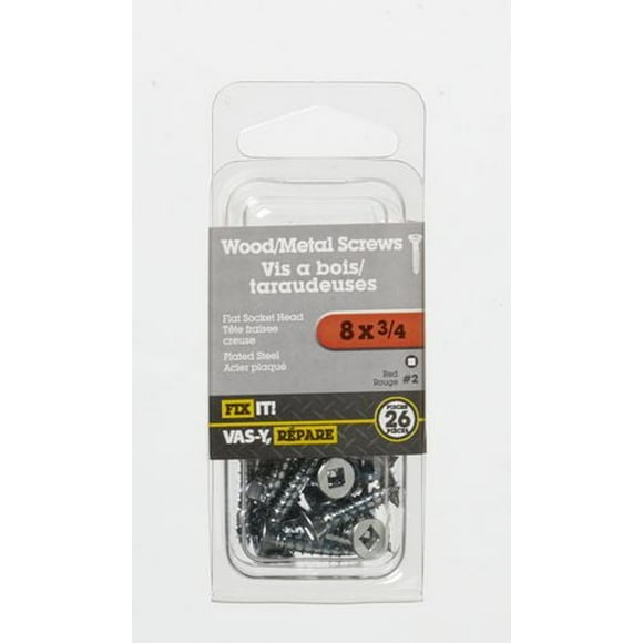 Vis bois tt plate 8 x 3/4 po plq 26 pièces Utilisé en remplacement des clous pour une force de maintien supérieure et là où un démontage est requis.