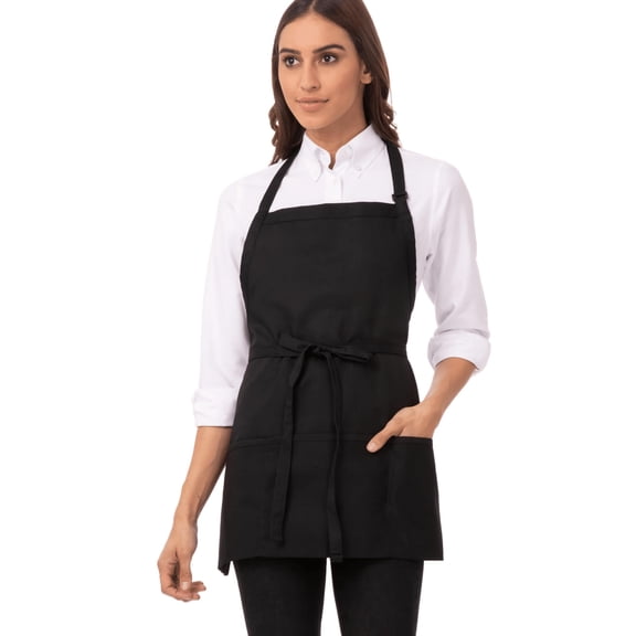 Unisex Three Pocket Apron, Black, One Size