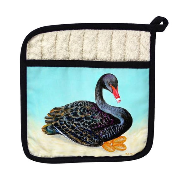 Betsy Drake PT1012 Black Swan Pot Holder