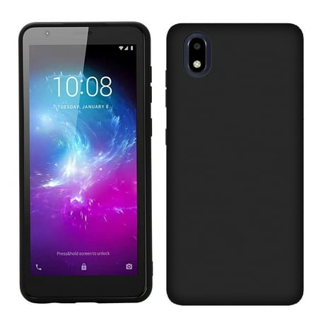 For Consumer Cellular ZTE Avid 579 TPU 1-Piece Cover Cell Phone Case + Tempered Glass - TPU Black