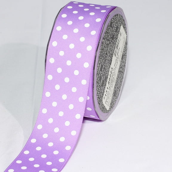 The Ribbon People Lavender Purple and White Polka Dotted Grosgrain Craft Ribbon 1.5" x 88 Yards