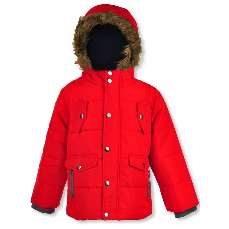 Boys red store parka coat