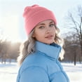 thumbnail image 4 of mgoYE Black Hats for Men Womens Lined Beanie Hat Lining Winter Hats Beanies for Women Soft Beanie Cap(Watermelon Red,One Size), 4 of 6