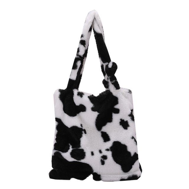 Minnieouse Bolso pequeño con estilo para mujer, bolsos de moda Retro de felpa prácticos, a la moda, nuevo bolso para mujer Bolsas de mensajero y de hombro blanco negro