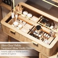 thumbnail image 5 of LAZZO 48" Wood Vanity with Glass Top, 3-Color Lights Mirror, Sliding Jewelry Organizer & Charging Station, Oak, 5 of 9