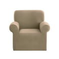 thumbnail image 4 of SureFit Hampstead Stretch Velvet Chair Slipcover, One Piece Chair Covers, Sable Chair Cover, 4 of 6