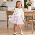thumbnail image 2 of Lanbubble Girls Dresses Long Sleeve Sweat Party Dress with Sequin Tulle Skirt 3-7 Years, 2 of 6