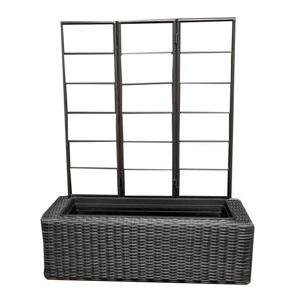 Grapevine Resin Wicker Planter with Trellis, Black