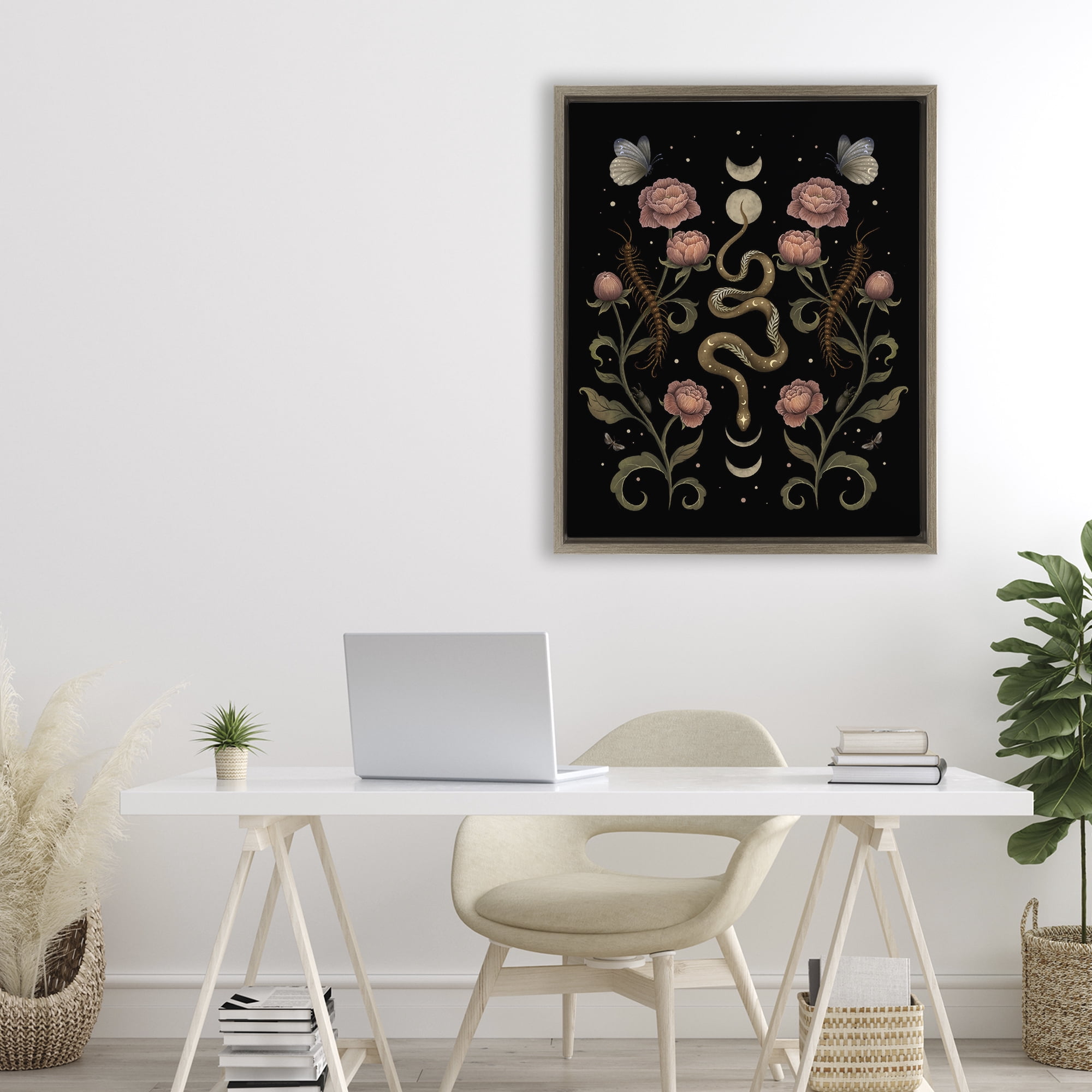 Stupell Industries Serpentine Garden Symmetry Brown Framed Floater Canvas Wall Art, design by Episodic Drawings
