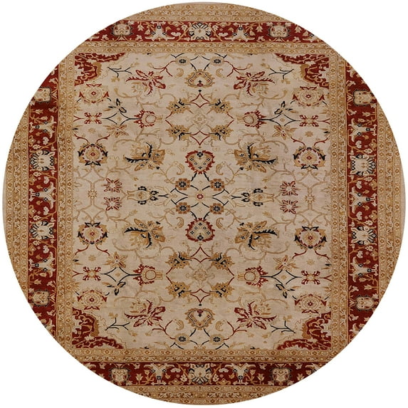 Ahgly Company Indoor Round Mid-Century Modern Mahogany Brown Oriental Area Rugs, 3' Round