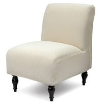 Armless Accent Chair Cover Chair Jacquard Fabric Stretch Spandex Removable for Armless Chair Furniture Protector Covers for Living Dining Room (Jacquard beige)