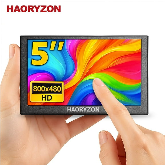 Portable Small Second Monitor 5-inch Capacitive Touch Screen HD 800x480 USB HDMI Tiny Auxiliary Screen Built in Speakers for Raspberry Pi Laptop PC