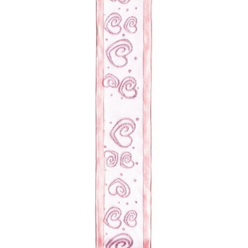 Offray Ribbon, Pink 1 1/2 inch Wired Edge Sheer Sheer Ribbon, 9 feet