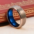 thumbnail image 2 of Wedding Rings For Men. 8mm Rose Gold Matte Tungsten Wedding Band Blue Inlay, 2 of 3