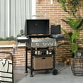 thumbnail image 2 of Outsunny Propane Gas Grill, 38,000 BTU Outdoor BBQ Grill Cart, Black, 2 of 10