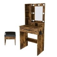 thumbnail image 4 of 23" Vanity Makeup Set with Mirror, Adjustable Lights, Stool, Wood Dressing Table with Power Outlet and Hairdryer Holder, Modern Bedroom Storage Vanity, 4 of 8