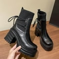thumbnail image 6 of Bnwani Boots for Women Fashion Thick Strap Versatile Casual Boot Black Size 5.5, 6 of 9