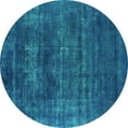 thumbnail image 1 of Ahgly Company Machine Washable Indoor Round Oriental Turquoise Blue Industrial Area Rugs, 7' Round, 1 of 4