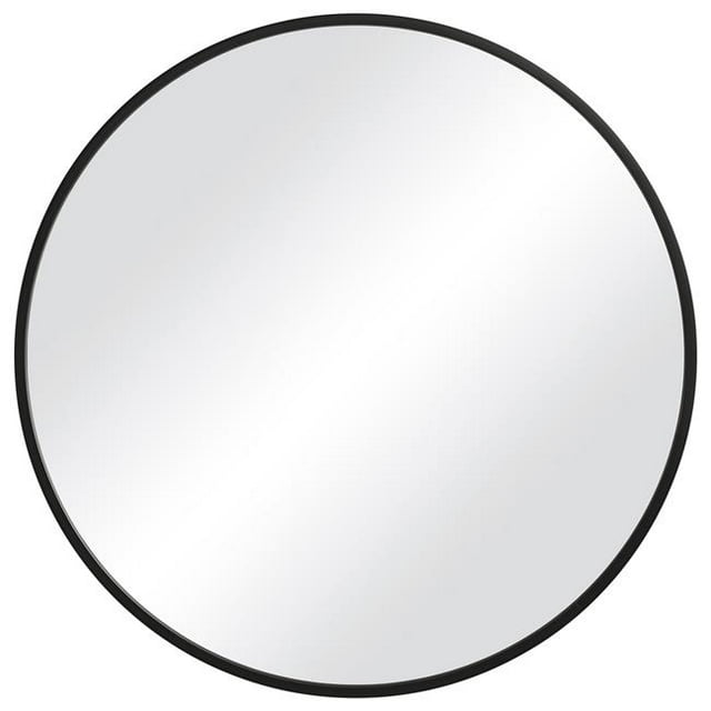 Benjara BM239320 37 in. Round Shape Sleek Frame Mirror, Black