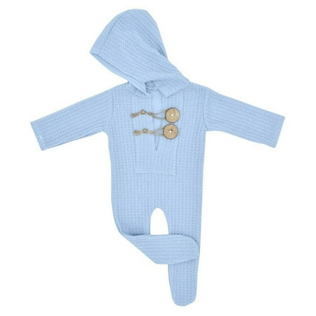 

Baby Photography Prop Footed Romper Knitted Hooded Overalls Jammies