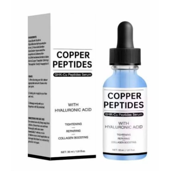 Copper Peptides Serum for Face - Tightening, Repairing, Collagen Boosting - with GHK-Cu and Hyaluronic Acid - Fragrance-Free - 1fl oz