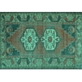 thumbnail image 1 of Ahgly Company Indoor Rectangle Persian Turquoise Blue Traditional Area Rugs, 7' x 10', 1 of 4