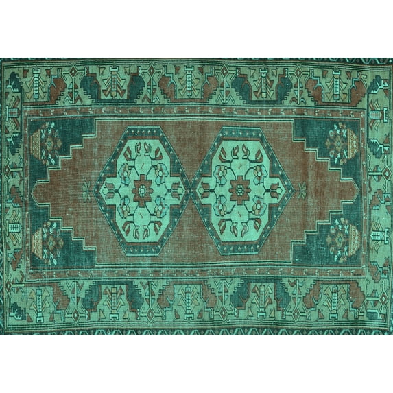 Ahgly Company Indoor Rectangle Persian Turquoise Blue Traditional Area Rugs, 7' x 10'