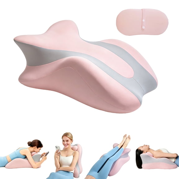 Ergonomic Memory Foam Wedge Pillow, Multi-Position Body Support Cushion, Curved Support Pillow with Removable Washable Cover for Bed, Sofa and Floor
