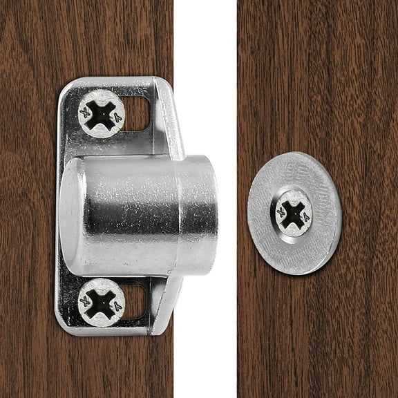 4 Pack Magnetic Cabinet Door Catch with Magnets, Brushed Nickel Magnet Door Latch Cabinet Door Closers, Cabinet Magnetic Catch for Kitchen Closet Barn Door Closing