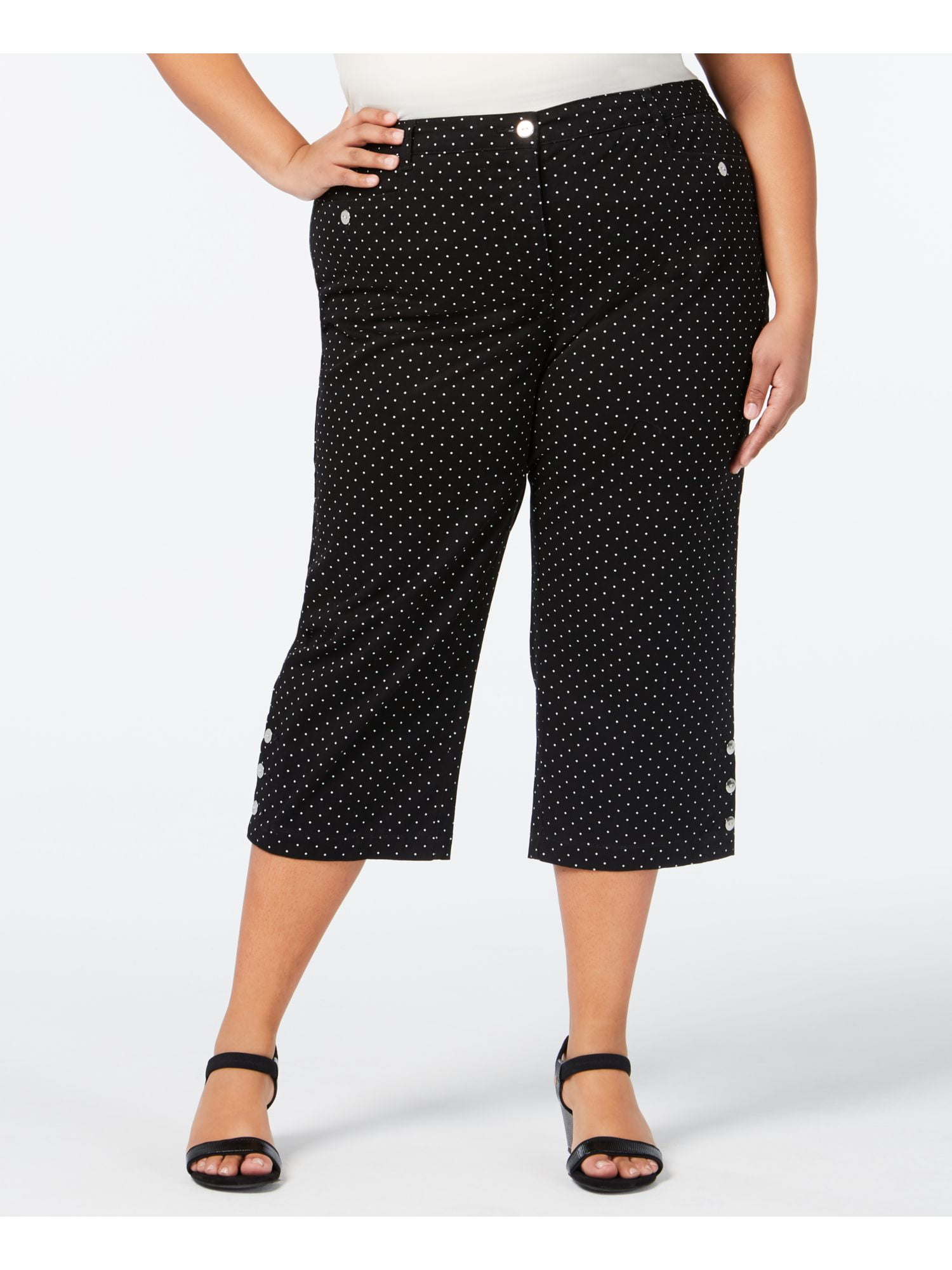Karen Scott Womens Plus Tummy Control Comfort Waist Capri Pants
