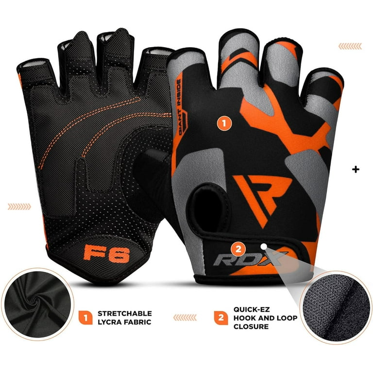 RDX Weight Lifting Gloves Fitness Workout Anti Slip Padded Palm Grip Protection Elasticated Breathable Men Women Gym Home Bodybuilding Strength Training Equipment Half Finger Walmart