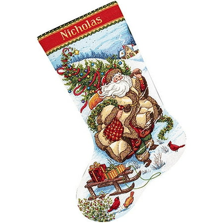 Santa's Journey Stocking Counted Cross-Stitch Kit, 16